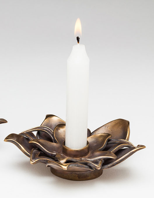 Single Lotus Flower Candle Holder – Solid Bronze – Aimee Golant