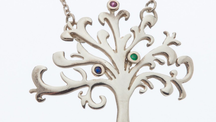 Shin-Tree of Life Silver Pendant with Multi Stones